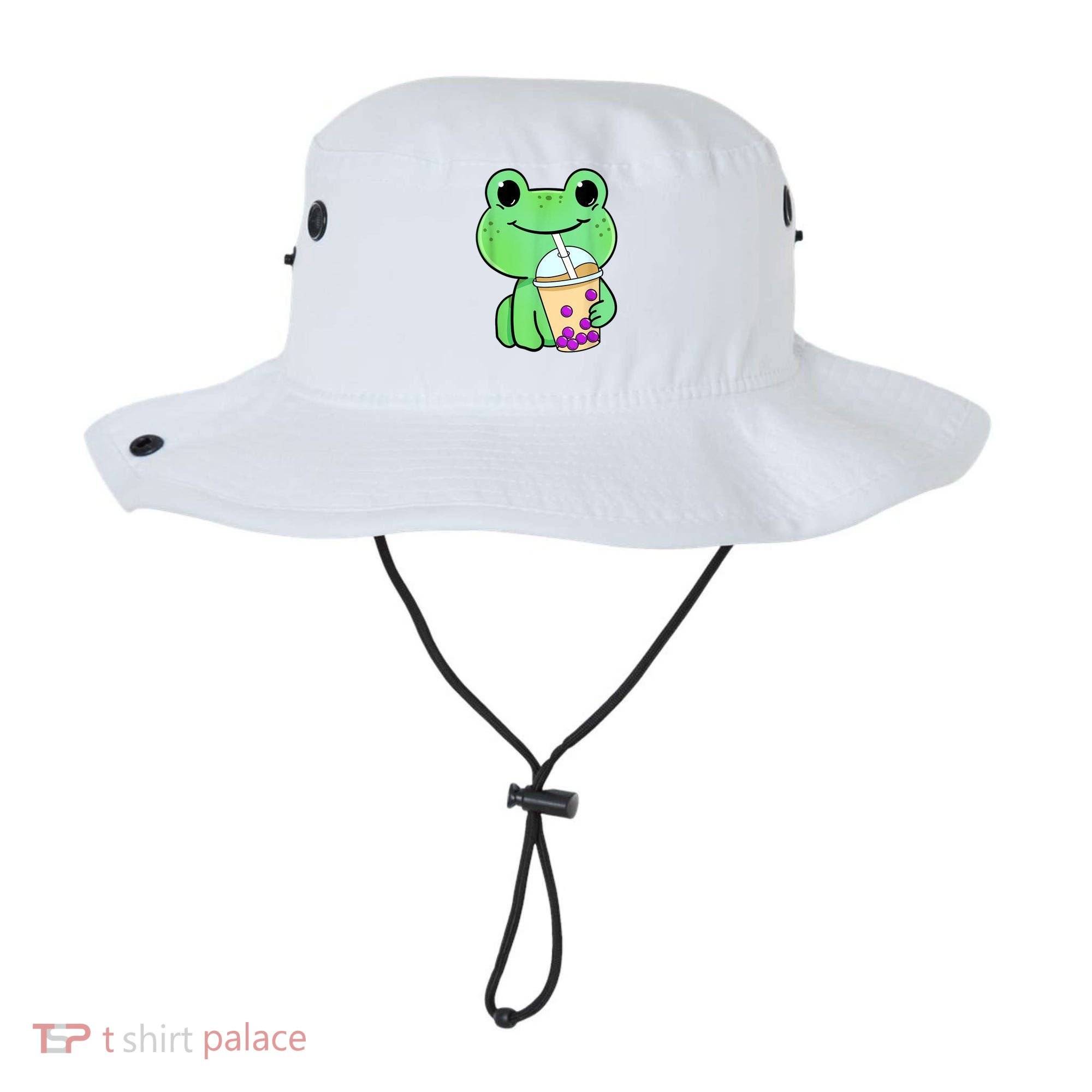 Frog Drinking Bubble Tea Bucket Hat
