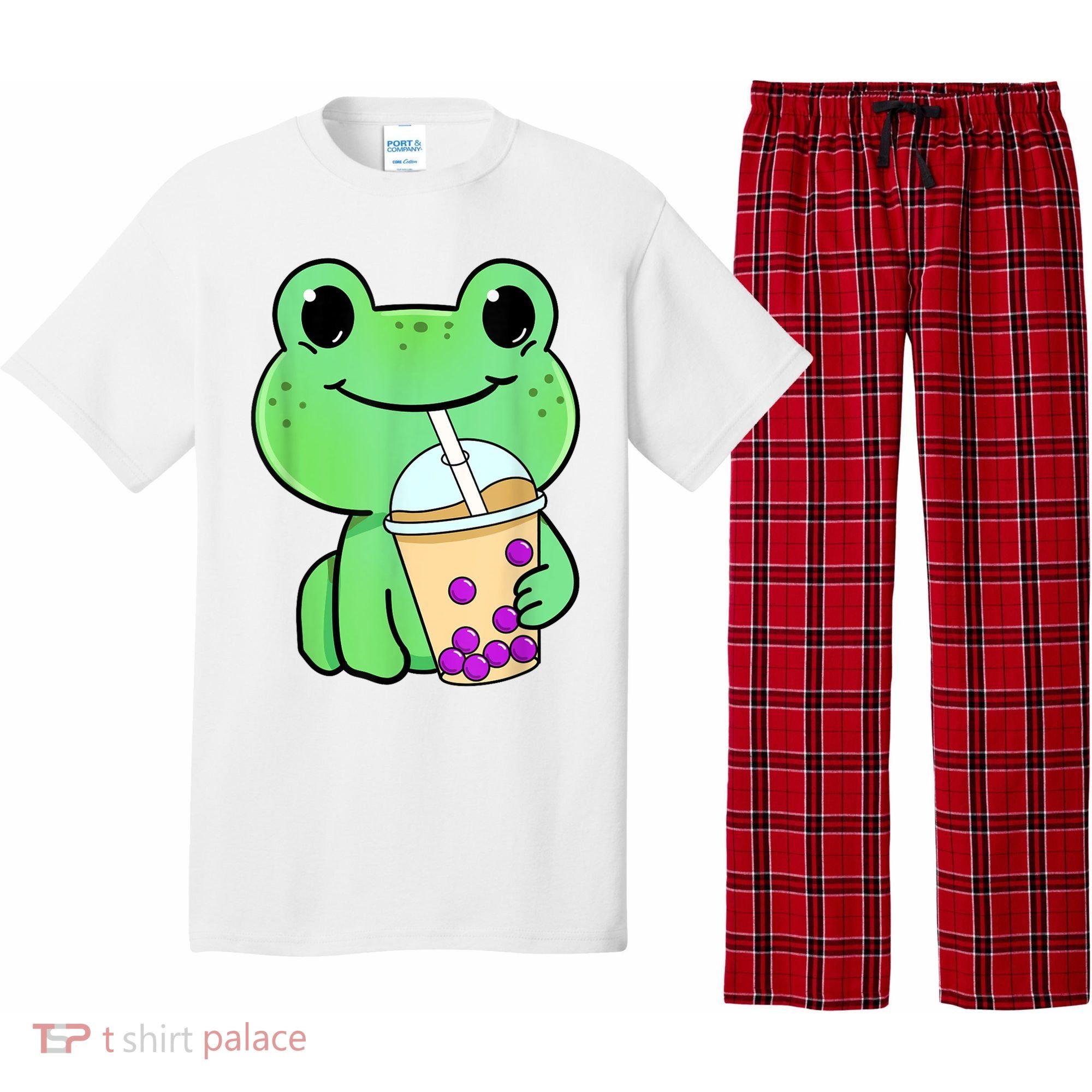 Frog Drinking Bubble Tea Pajama Set