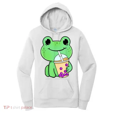 Frog Drinking Bubble Tea Women's Hoodie