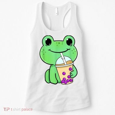 Frog Drinking Bubble Tea Women's Tank Top