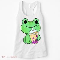 Frog Drinking Bubble Tea Women's Tank Top thumb 0