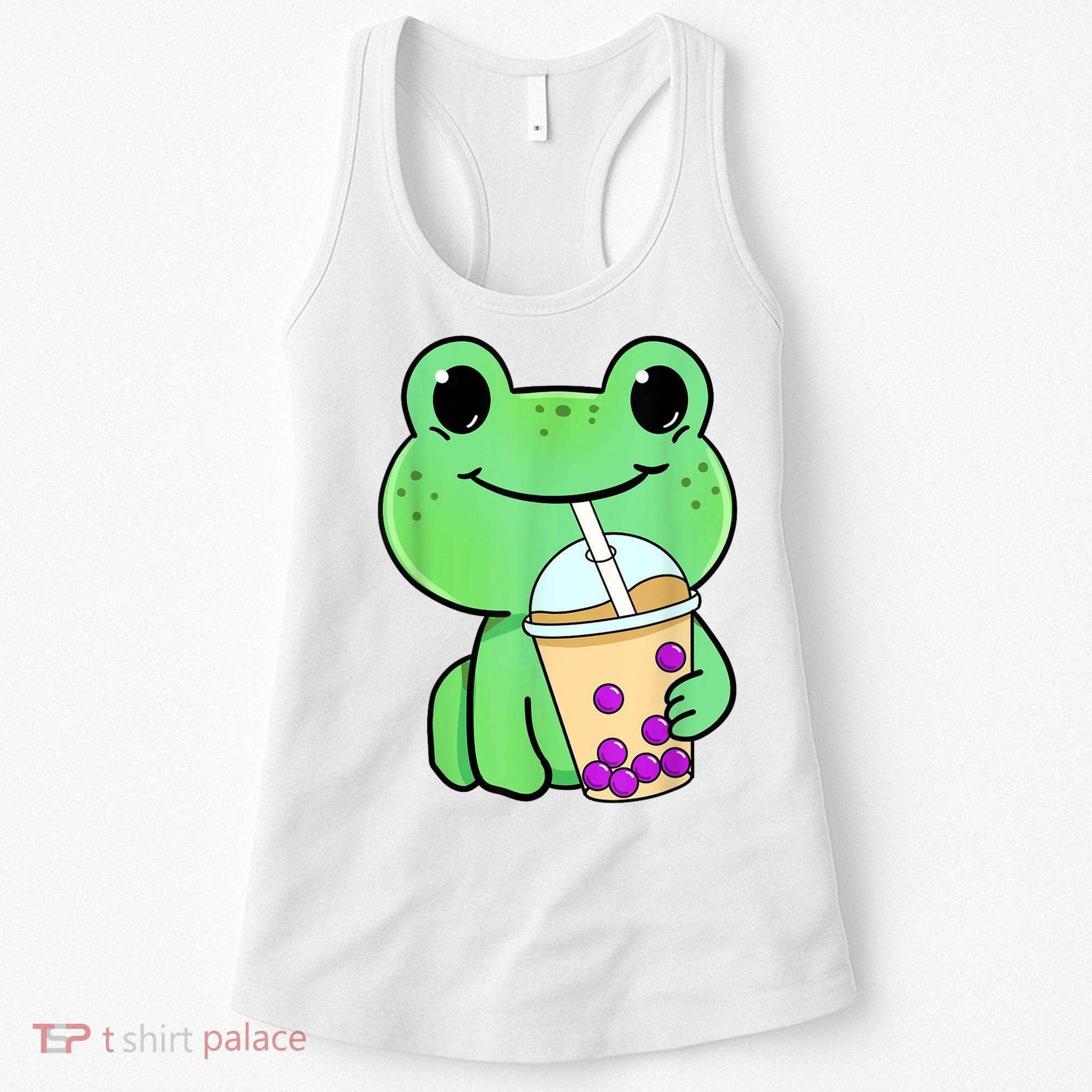Frog Drinking Bubble Tea Women's Tank Top