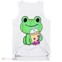 Frog Drinking Bubble Tea Tank Top thumb 0