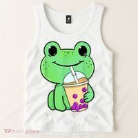 Frog Drinking Bubble Tea Tank Top thumb 2