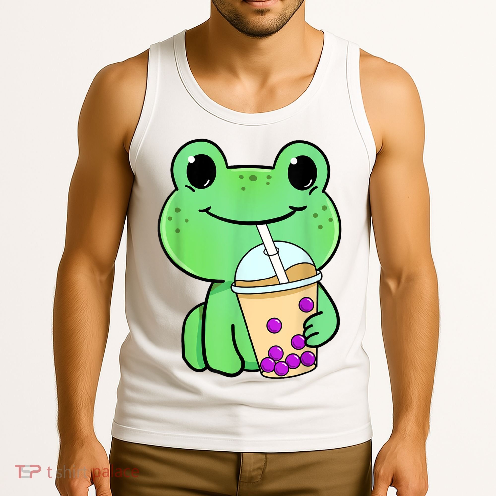 Frog Drinking Bubble Tea Tank Top