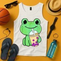 Frog Drinking Bubble Tea Tank Top thumb 4