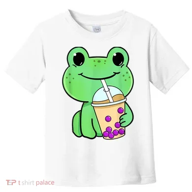 Frog Drinking Bubble Tea Toddler T-Shirt
