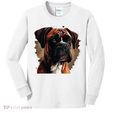 Funny Dog Boxer Kids Long Sleeve Shirt