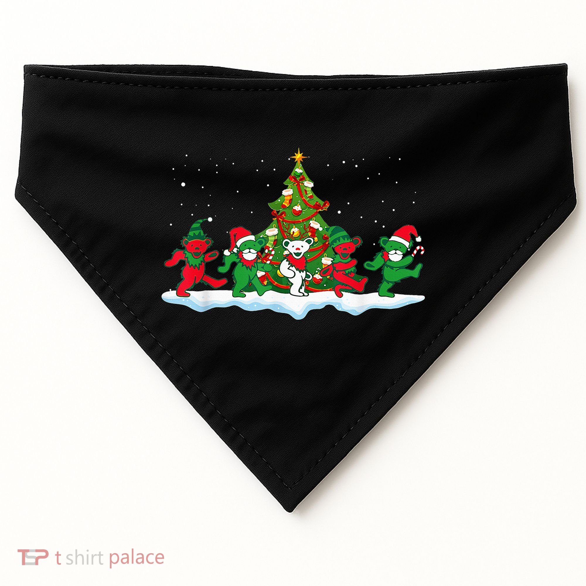 Festive Dancing Bears Holiday Gift USA-Made Doggie Bandana