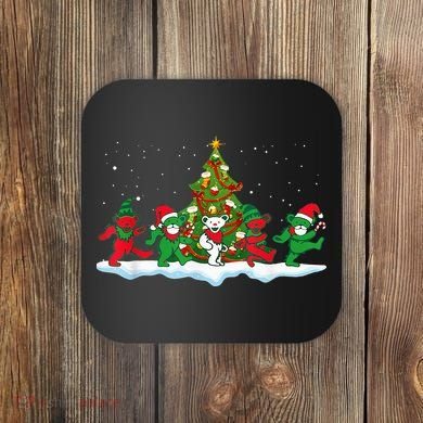 Festive Dancing Bears Holiday Gift Coaster