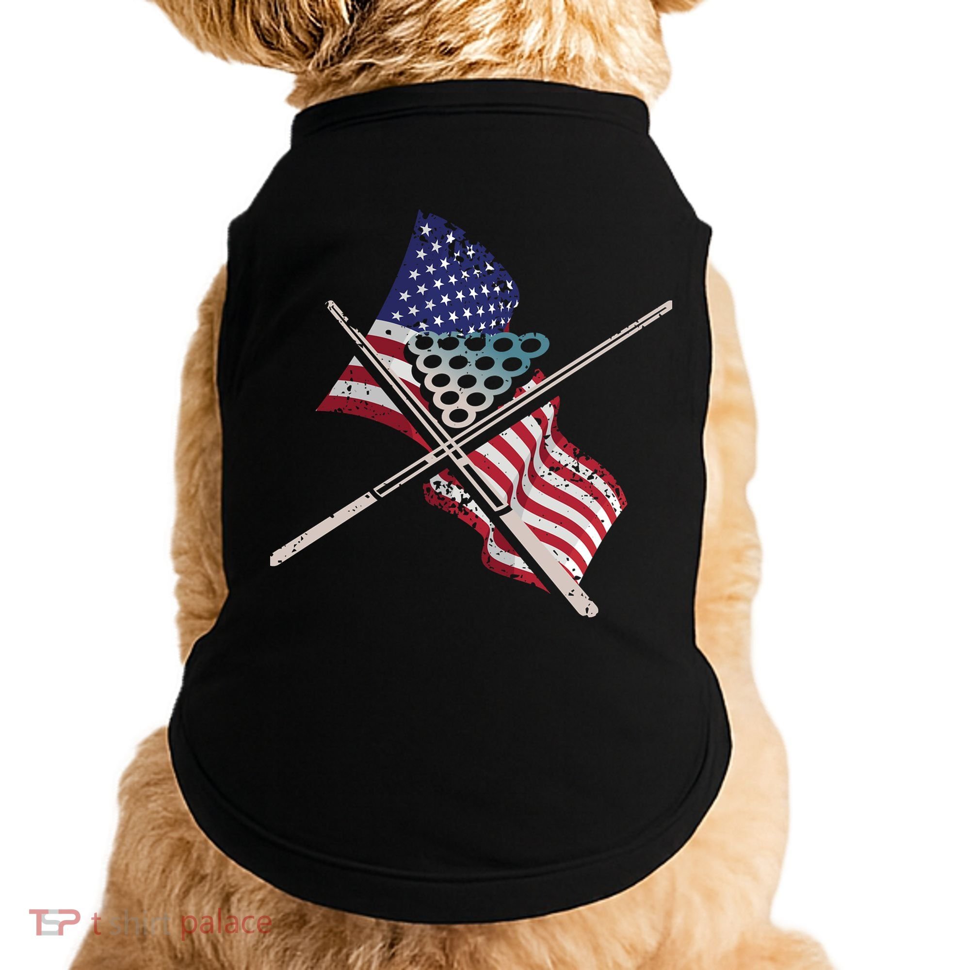 Father's Day Billiards Usa Flag Pool Player Gift For Dad Doggie Tank