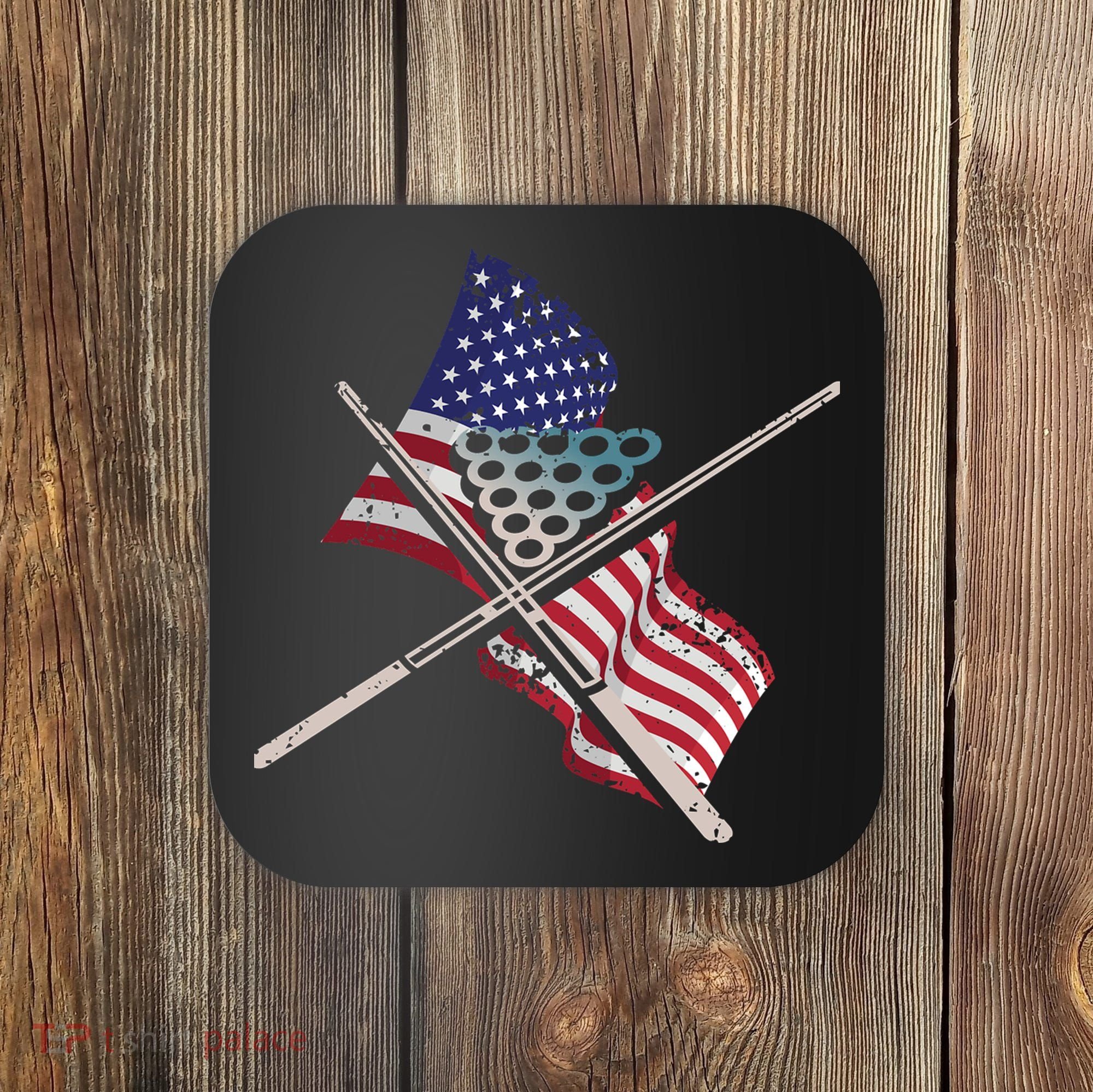 Father's Day Billiards Usa Flag Pool Player Gift For Dad Coaster