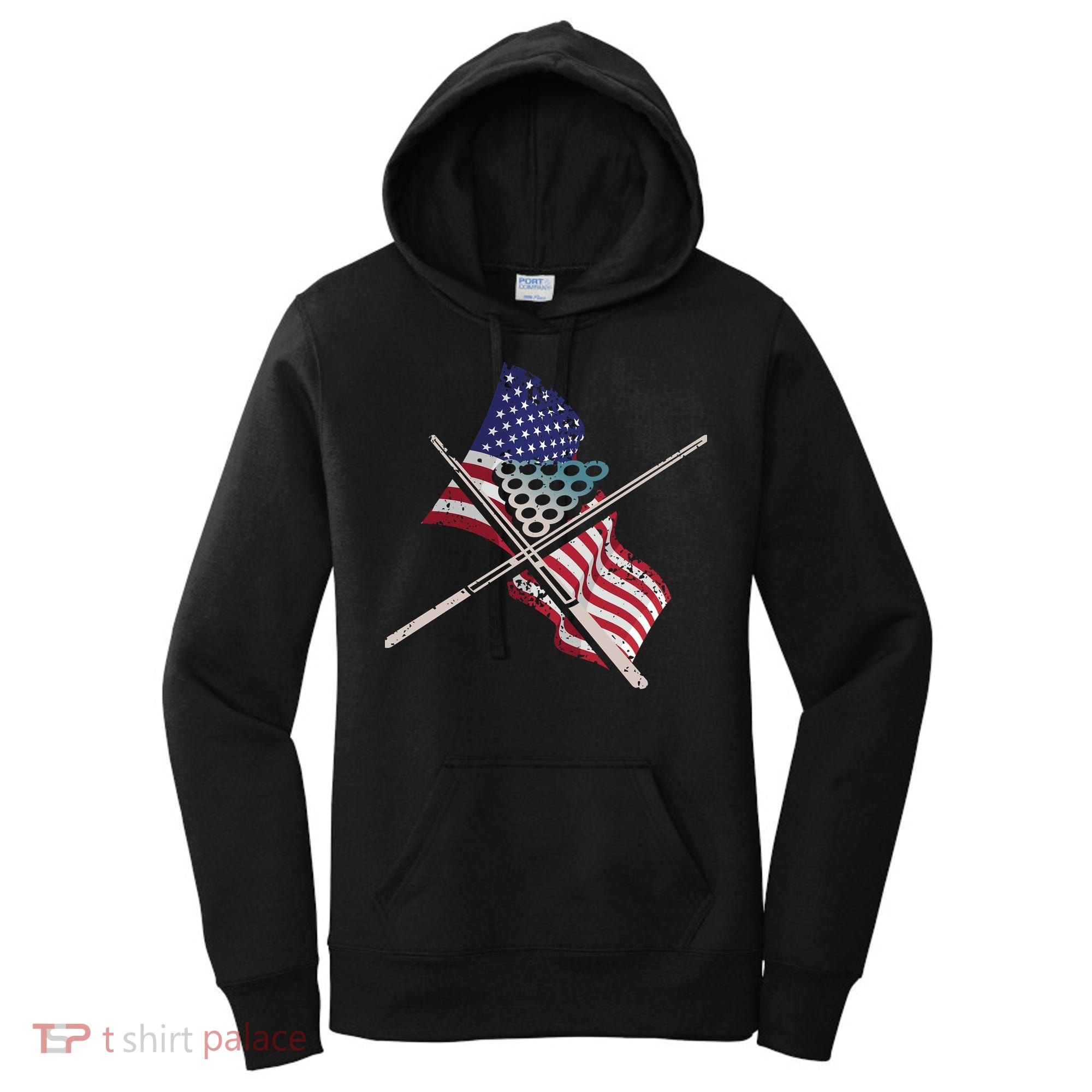 Father's Day Billiards Usa Flag Pool Player Gift For Dad Women's Hoodie
