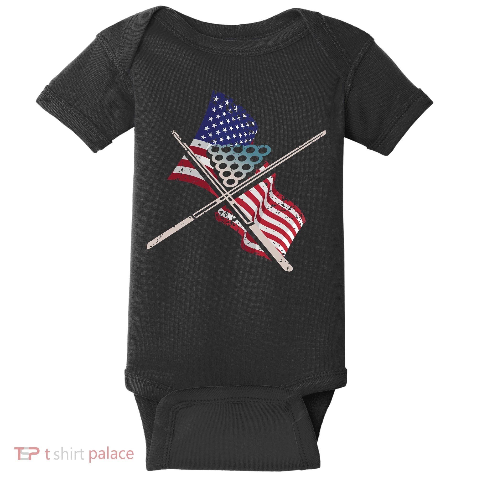 Father's Day Billiards Usa Flag Pool Player Gift For Dad Baby Bodysuit