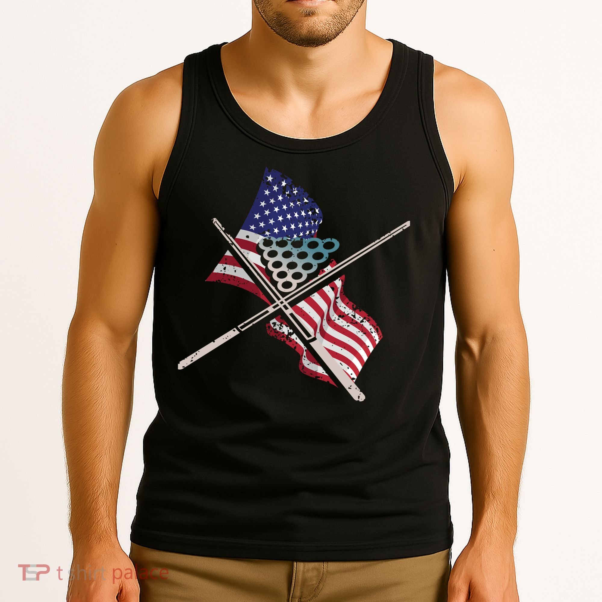Father's Day Billiards Usa Flag Pool Player Gift For Dad Tank Top