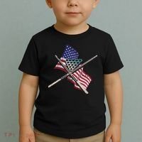 Father's Day Billiards Usa Flag Pool Player Gift For Dad Toddler T-Shirt thumb 2