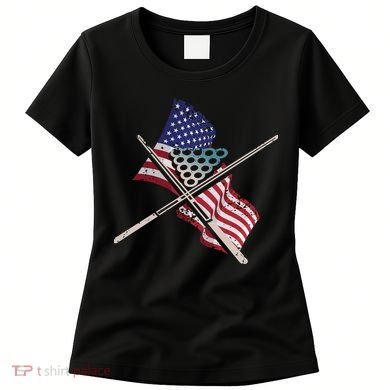 Father's Day Billiards Usa Flag Pool Player Gift For Dad Women's T-Shirt
