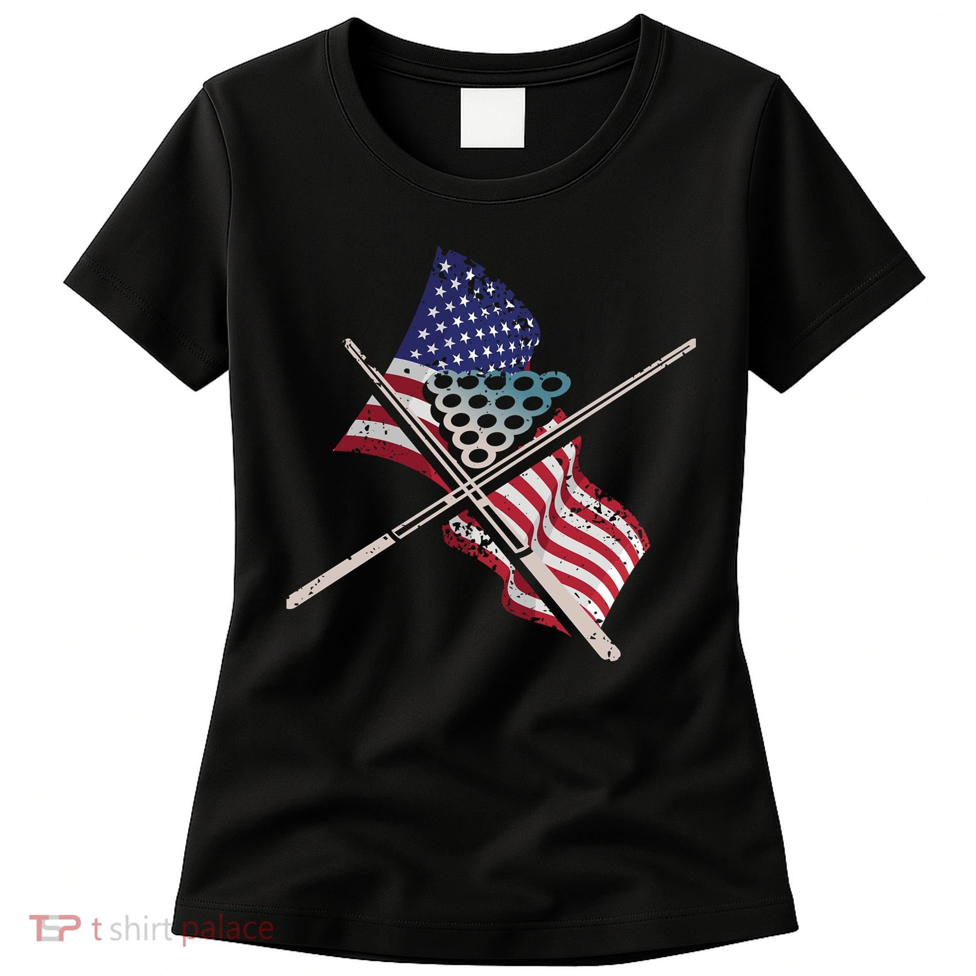 Father's Day Billiards Usa Flag Pool Player Gift For Dad Women's T-Shirt