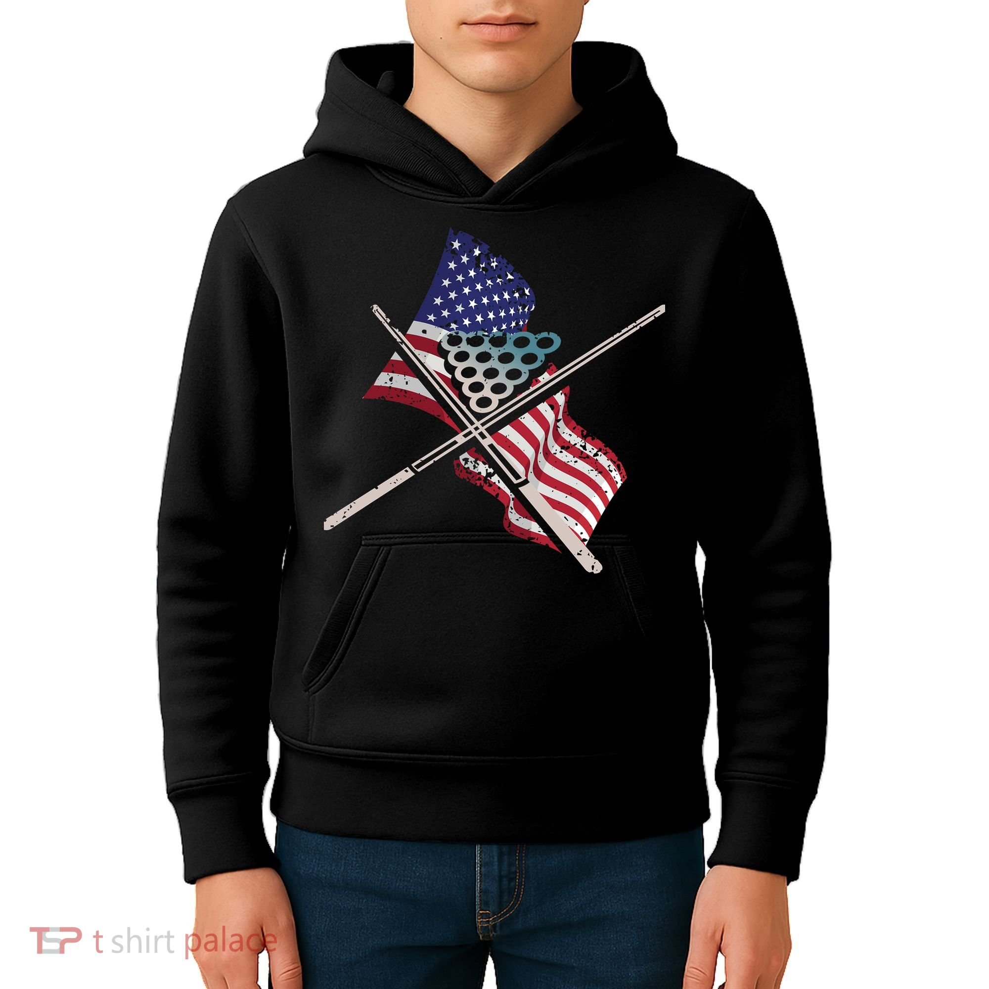 Father's Day Billiards Usa Flag Pool Player Gift For Dad Kids Hoodie