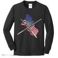 Father's Day Billiards Usa Flag Pool Player Gift For Dad Kids Long Sleeve Shirt thumb 0