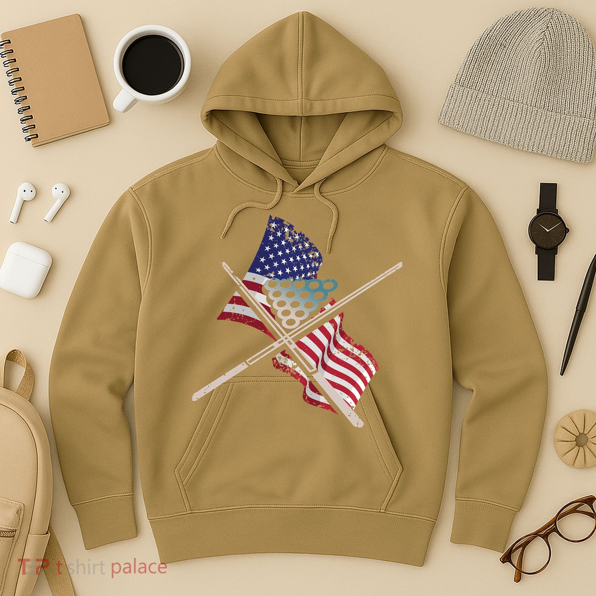 Father's Day Billiards Usa Flag Pool Player Gift For Dad Hoodie