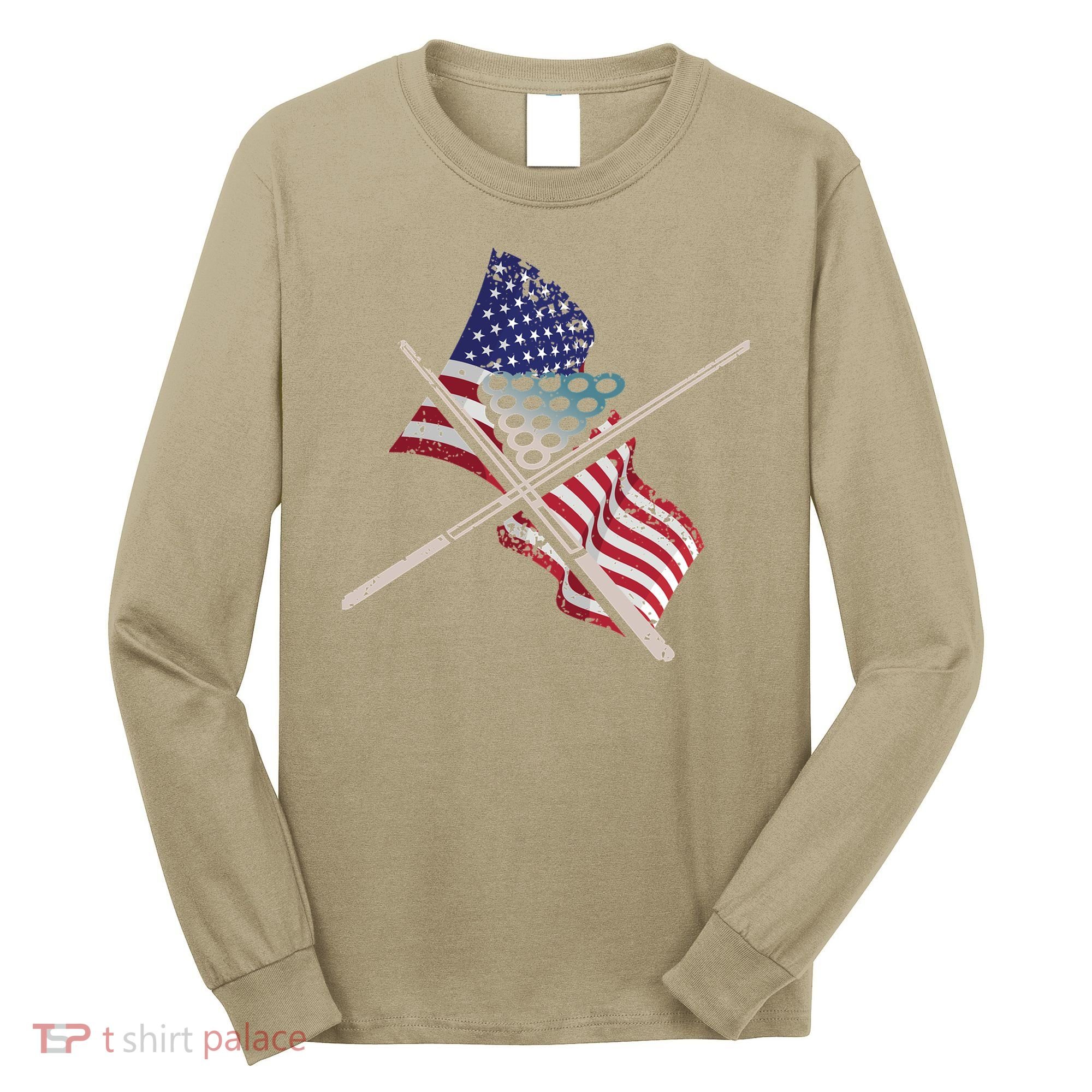 Father's Day Billiards Usa Flag Pool Player Gift For Dad Long Sleeve Shirt