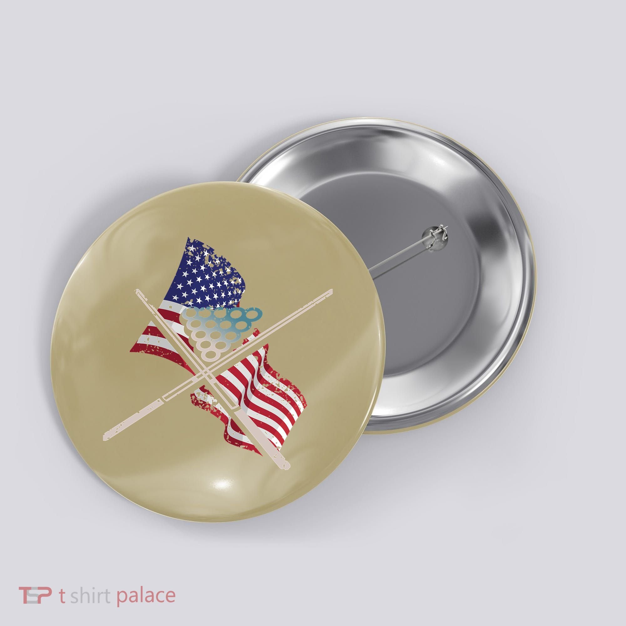 Father's Day Billiards Usa Flag Pool Player Gift For Dad Button