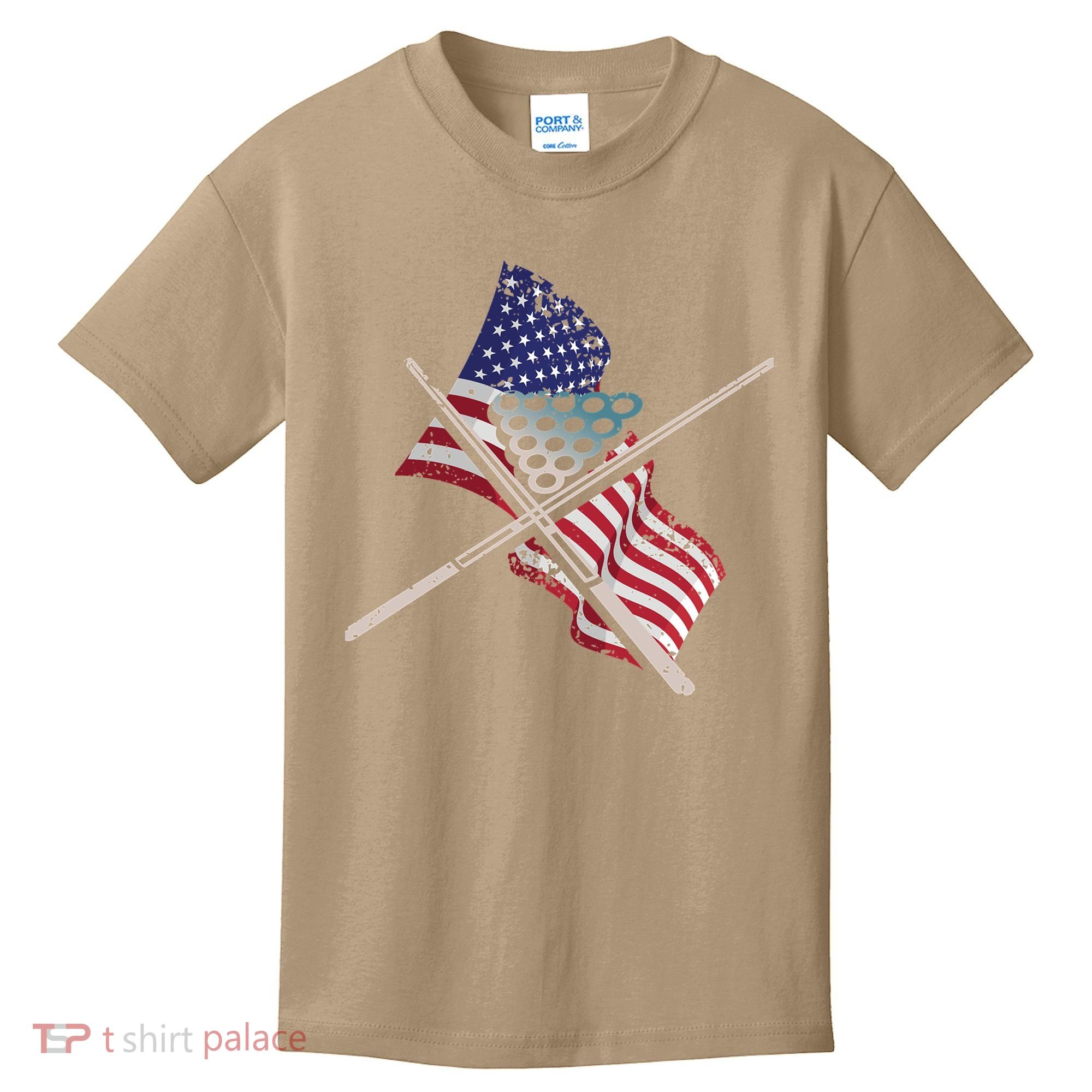Father's Day Billiards Usa Flag Pool Player Gift For Dad Kids T-Shirt
