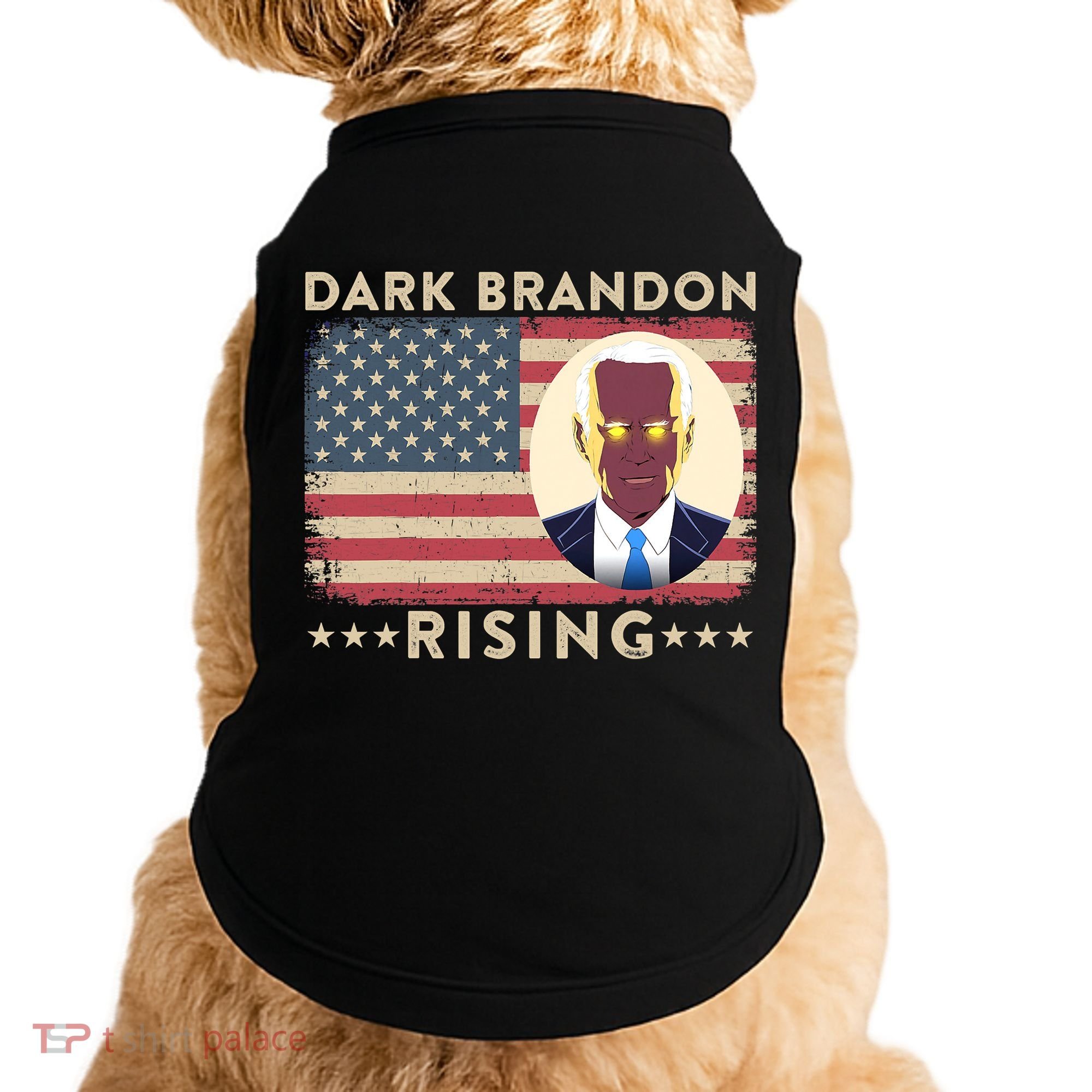 Funny Dark Brandon Is Rising Pro Biden USA Flag Doggie Tank