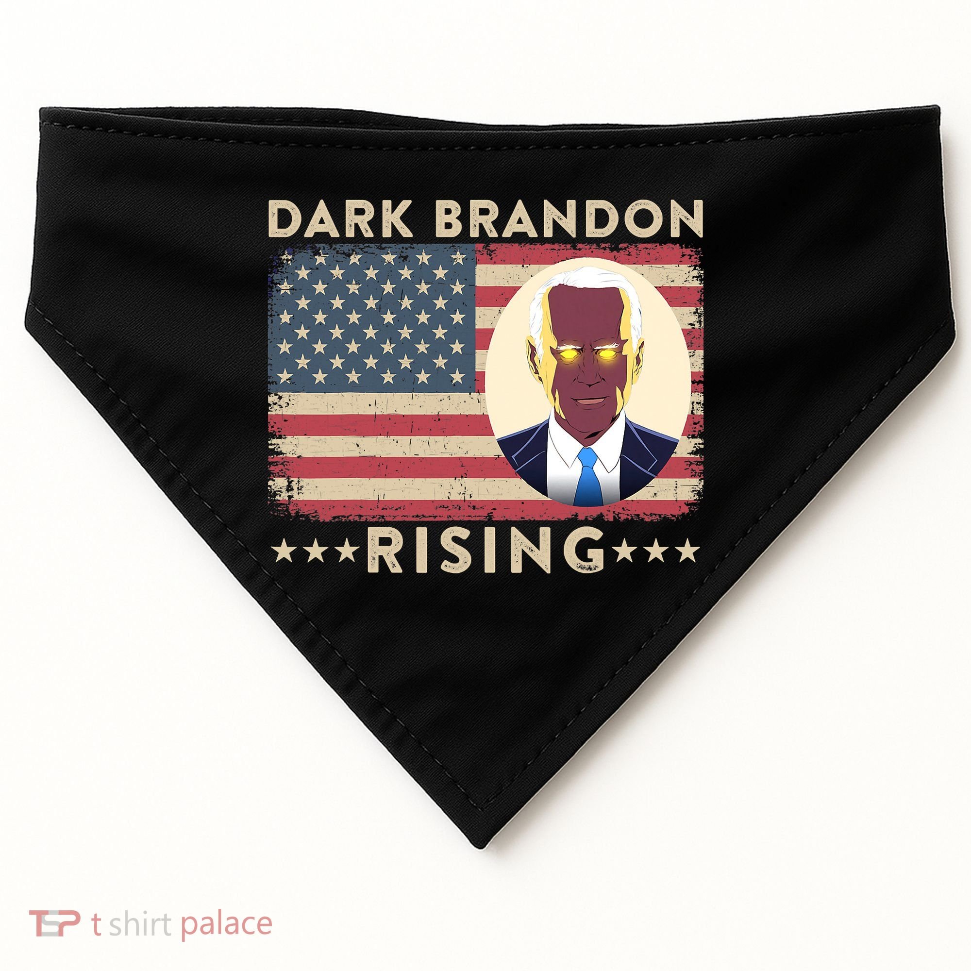 Funny Dark Brandon Is Rising Pro Biden USA Flag USA-Made Doggie Bandana