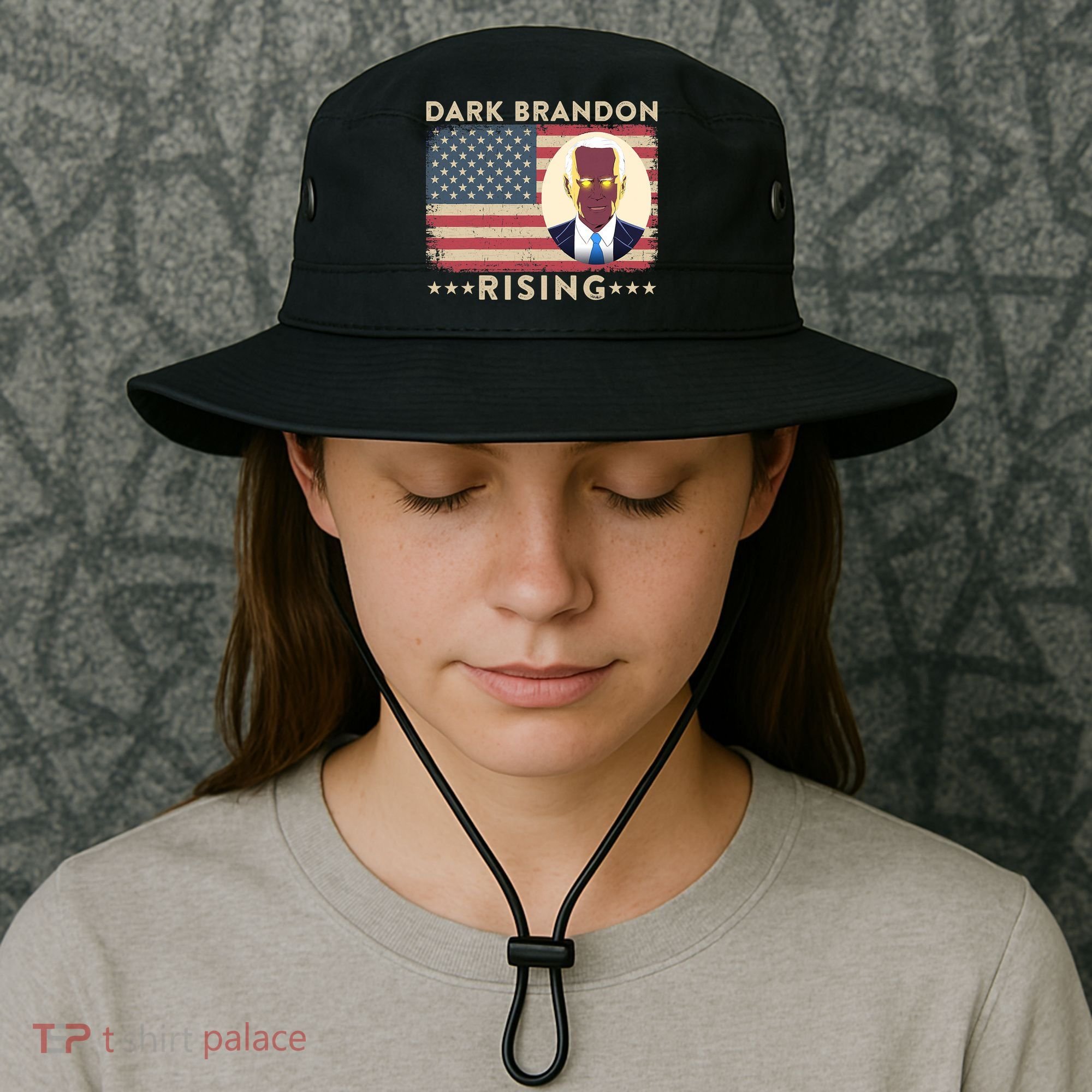 Funny Dark Brandon Is Rising Pro Biden USA Flag Bucket Hat