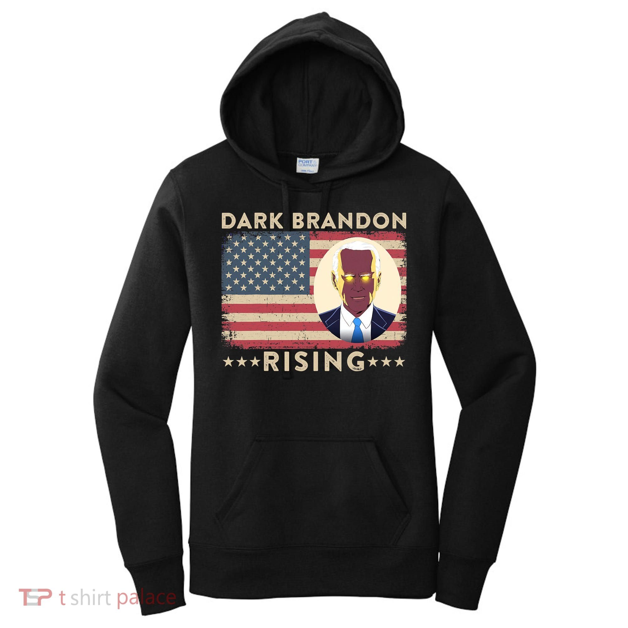 Funny Dark Brandon Is Rising Pro Biden USA Flag Women's Hoodie