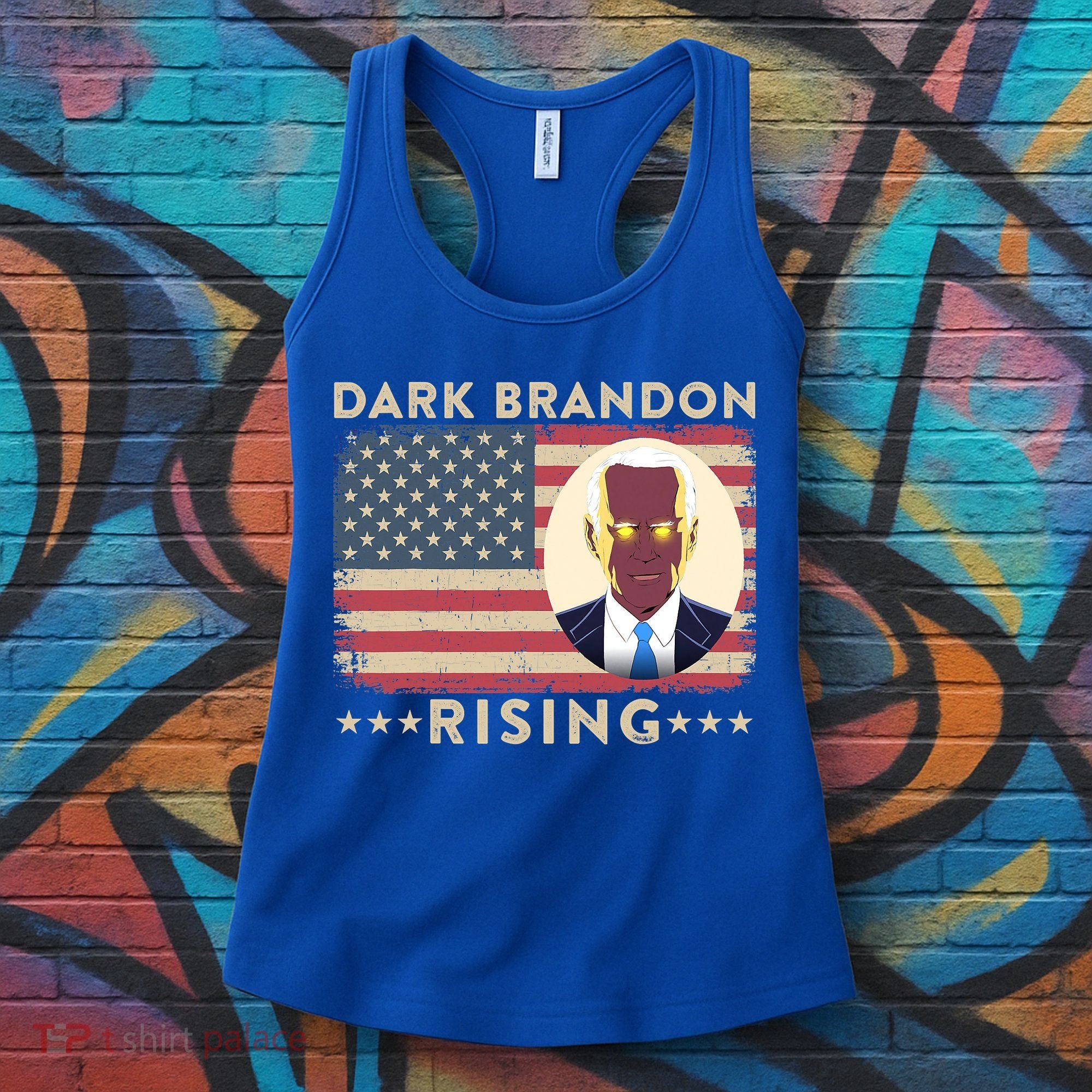 Funny Dark Brandon Is Rising Pro Biden USA Flag Women's Tank Top