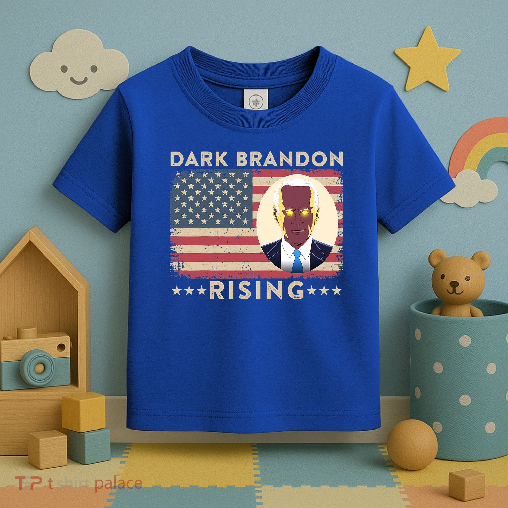 Funny Dark Brandon Is Rising Pro Biden USA Flag Toddler T-Shirt