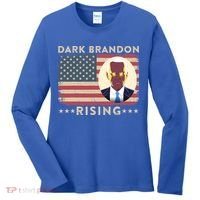 Funny Dark Brandon Is Rising Pro Biden USA Flag Women's Long Sleeve Shirt thumb 0