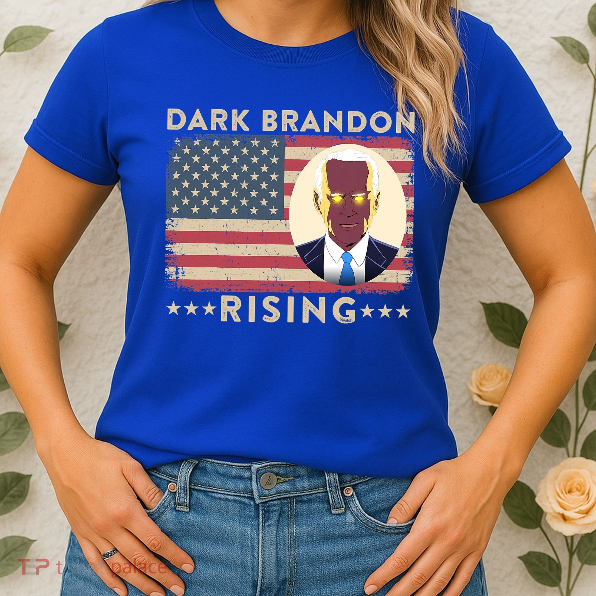 Funny Dark Brandon Is Rising Pro Biden USA Flag Women's T-Shirt