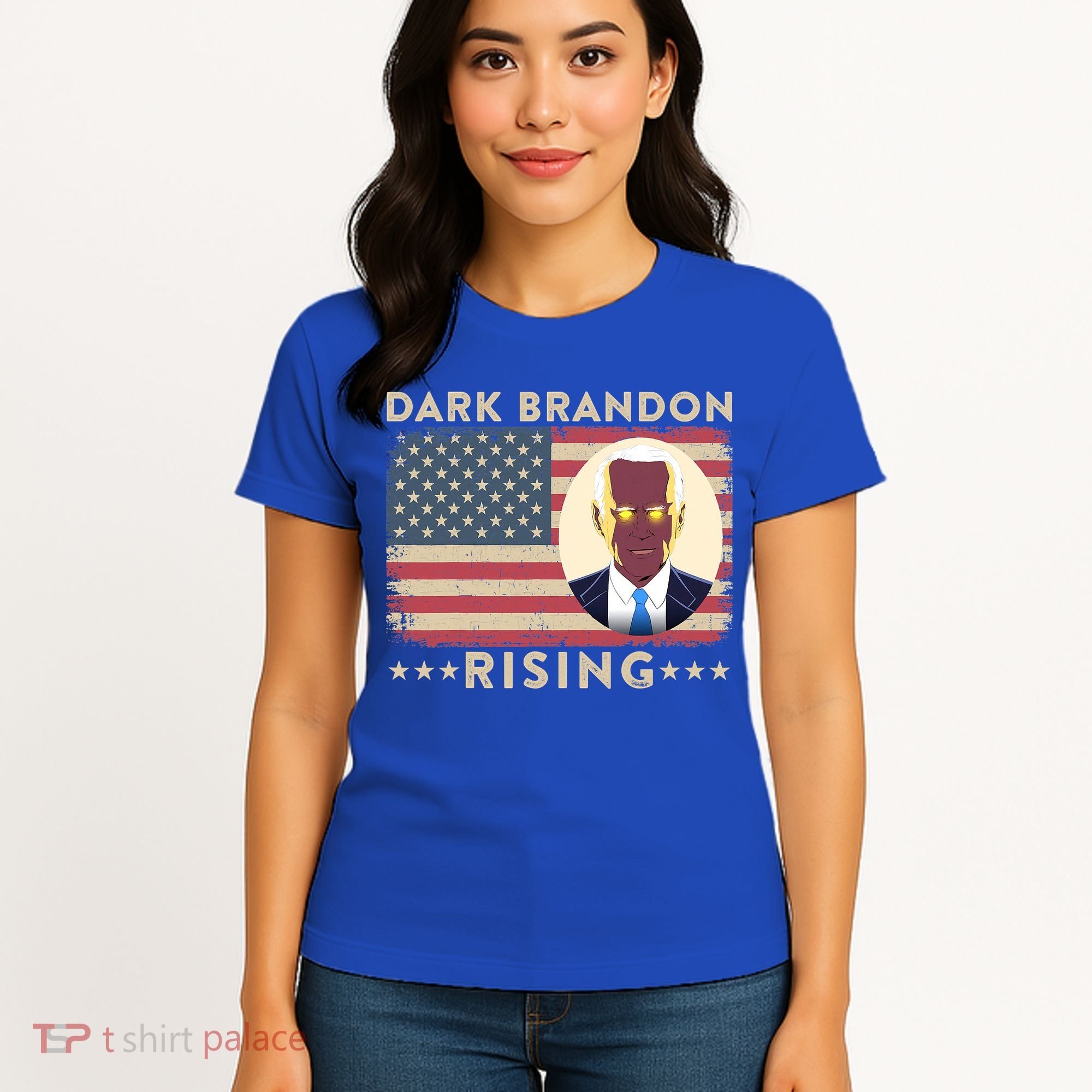 Funny Dark Brandon Is Rising Pro Biden USA Flag Women's T-Shirt