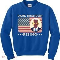 Funny Dark Brandon Is Rising Pro Biden USA Flag Kids Sweatshirt thumb 0