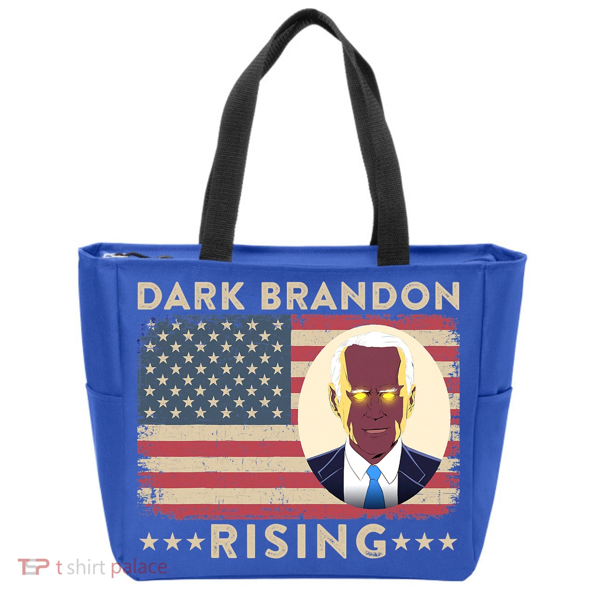 Funny Dark Brandon Is Rising Pro Biden USA Flag Tote Bag