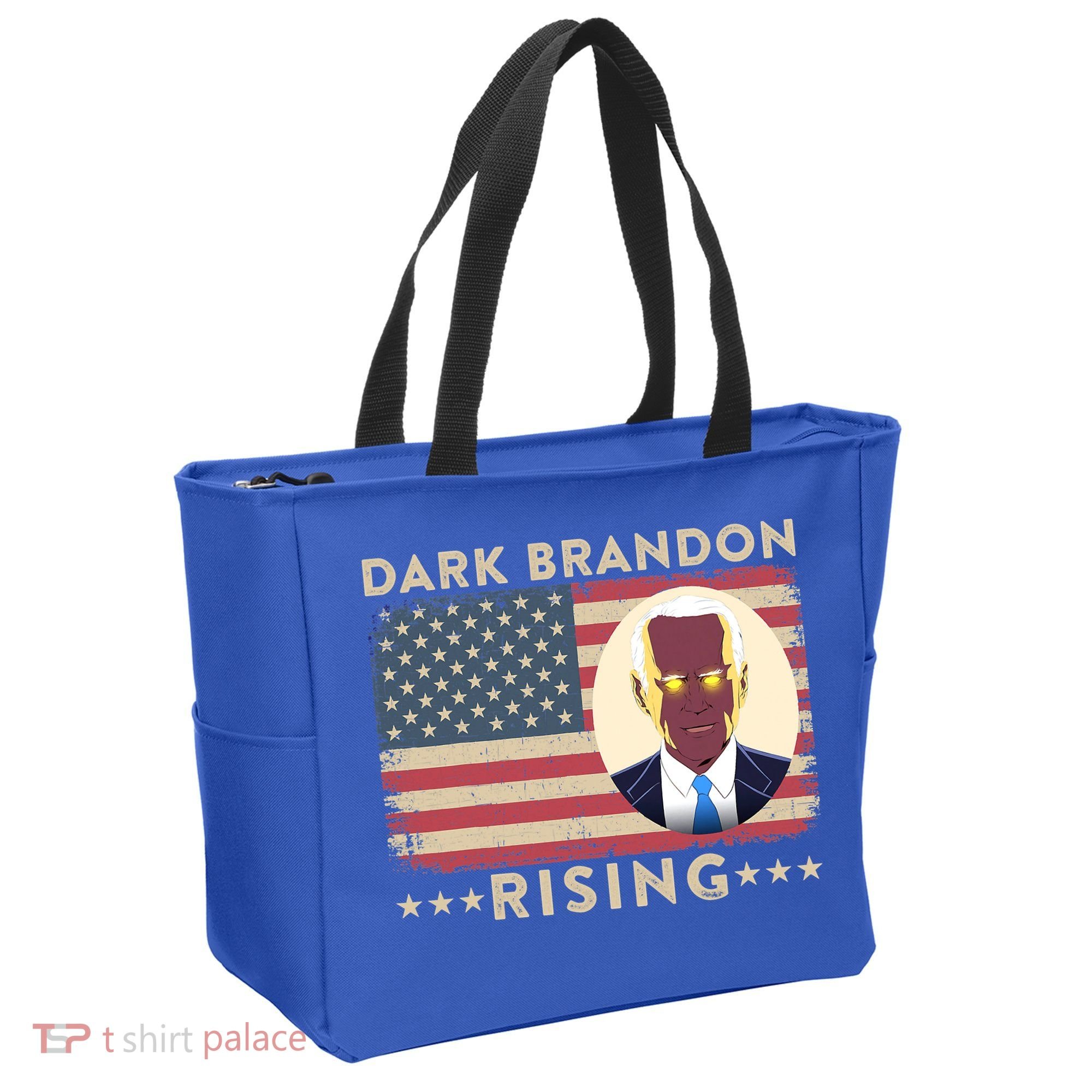 Funny Dark Brandon Is Rising Pro Biden USA Flag Tote Bag