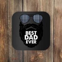Father's Day Best Dad Ever Funny Beard Glasses Gift For Father Coaster thumb 0