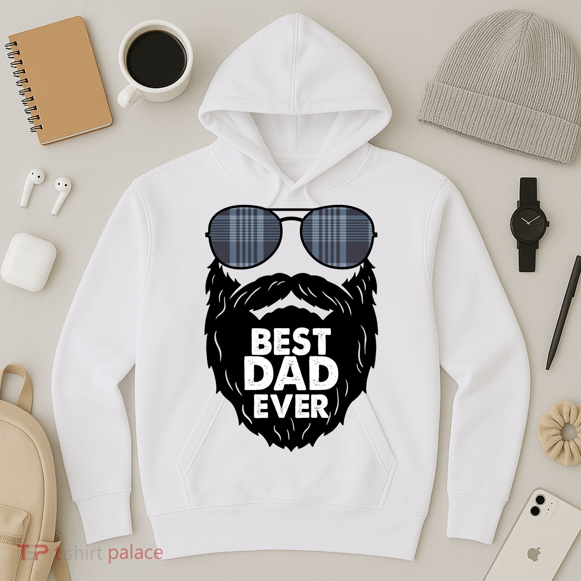 Father's Day Best Dad Ever Funny Beard Glasses Gift For Father Hoodie