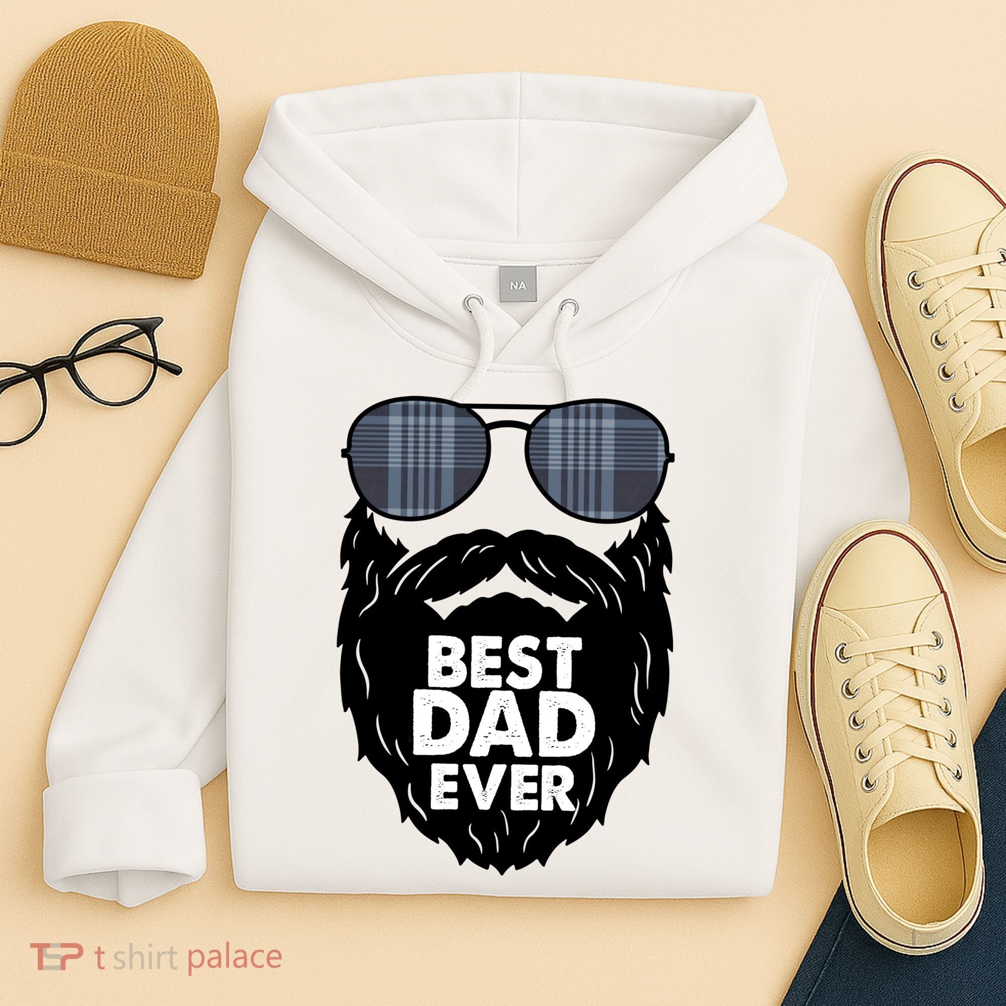 Father's Day Best Dad Ever Funny Beard Glasses Gift For Father Hoodie