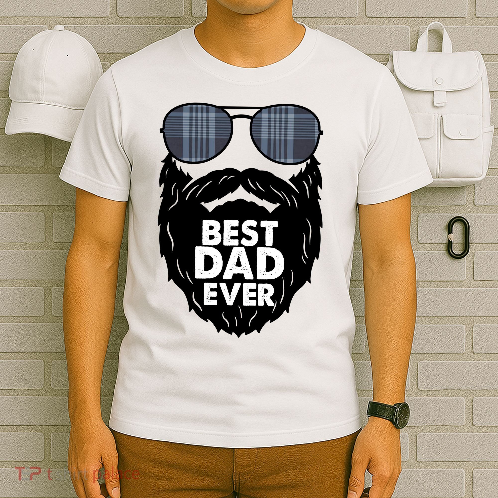 Father's Day Best Dad Ever Funny Beard Glasses Gift For Father T-Shirt