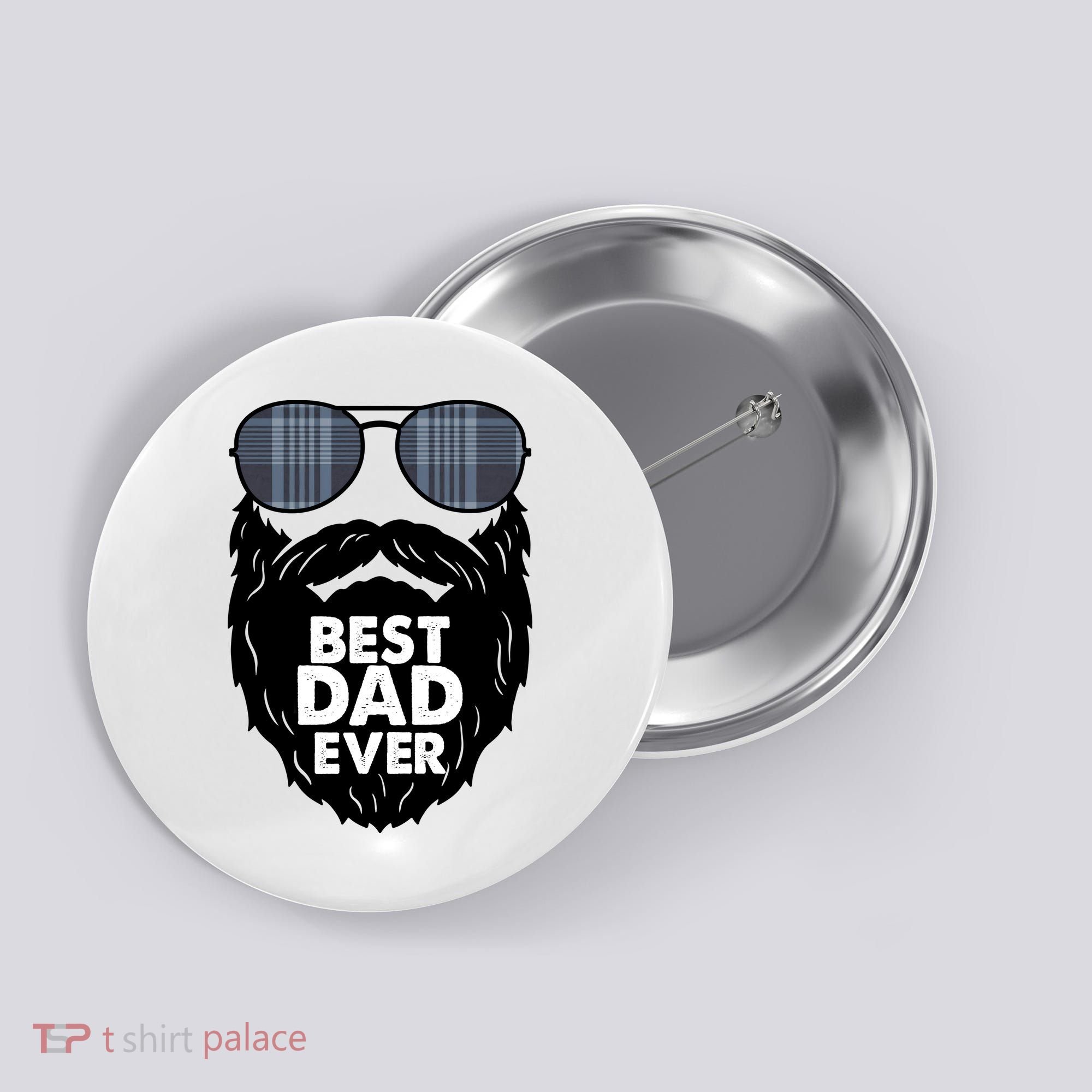 Father's Day Best Dad Ever Funny Beard Glasses Gift For Father Button