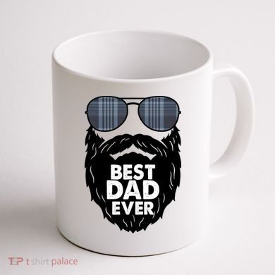 Father's Day Best Dad Ever Funny Beard Glasses Gift For Father Coffee Mug back