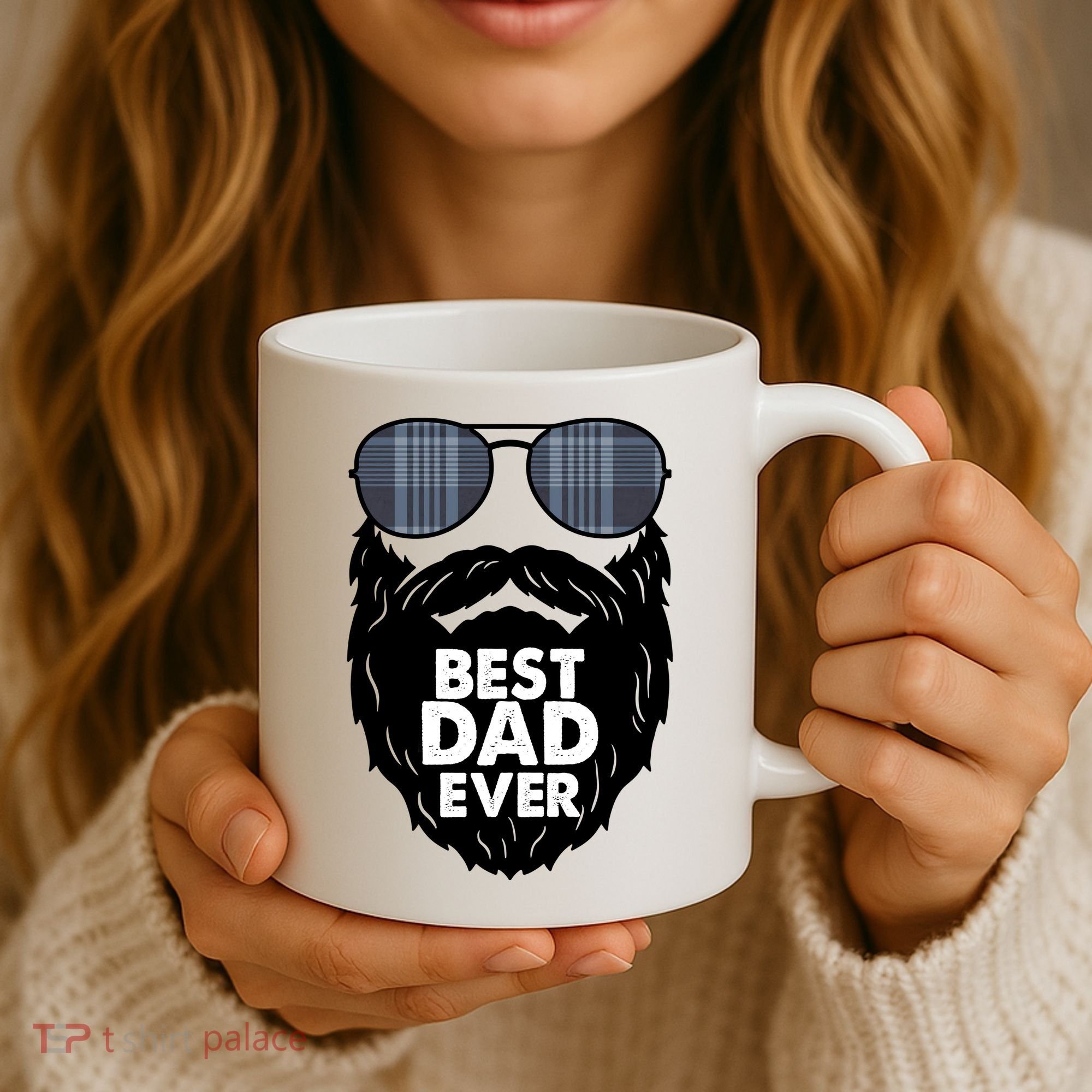 Father's Day Best Dad Ever Funny Beard Glasses Gift For Father Coffee Mug
