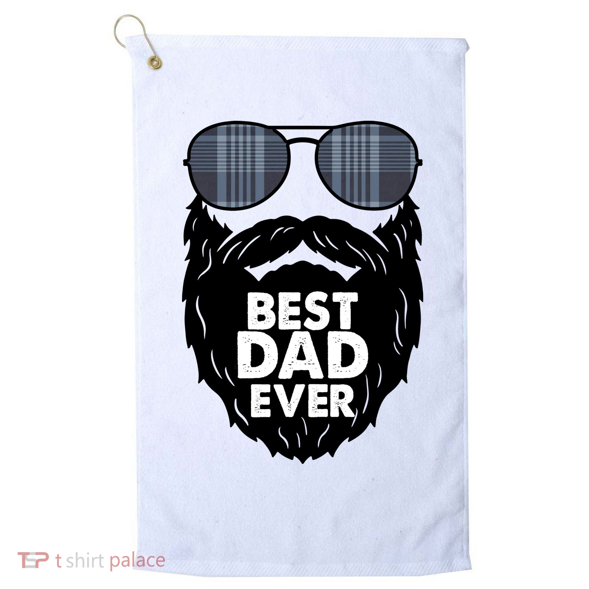 Father's Day Best Dad Ever Funny Beard Glasses Gift For Father Golf Towel