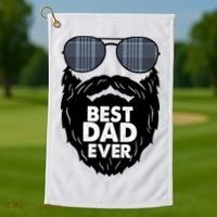 Father's Day Best Dad Ever Funny Beard Glasses Gift For Father Golf Towel thumb 1
