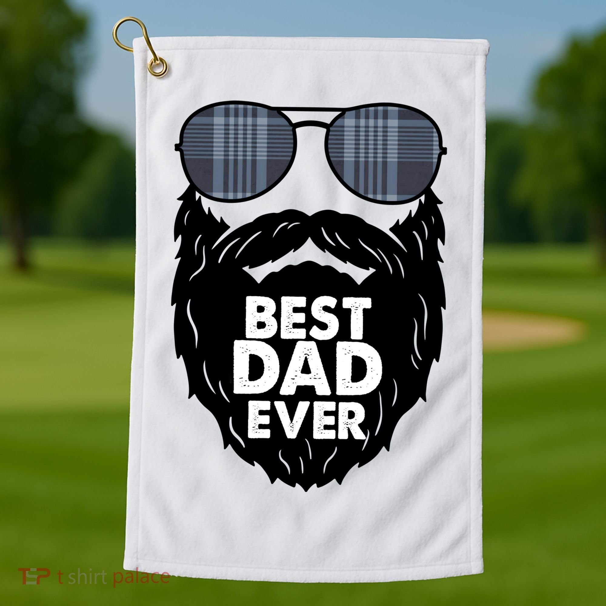Father's Day Best Dad Ever Funny Beard Glasses Gift For Father Golf Towel